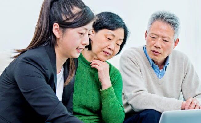 A daughter helps her parents understand how to use their CDs for retirement.