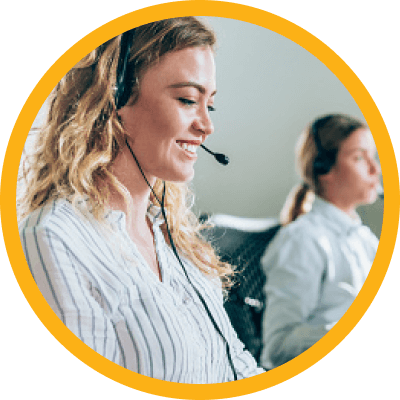 Woman wearing headset smiling