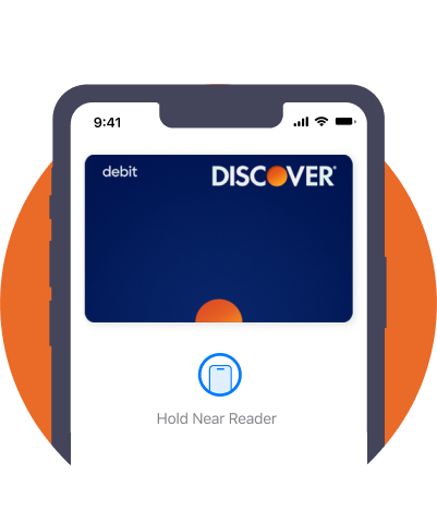 mobile phone with Discover digital wallet displaying