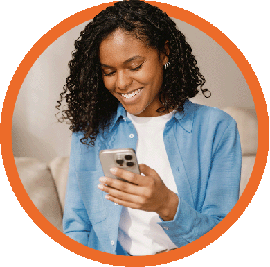 Woman applying for an instant use credit card on her phone