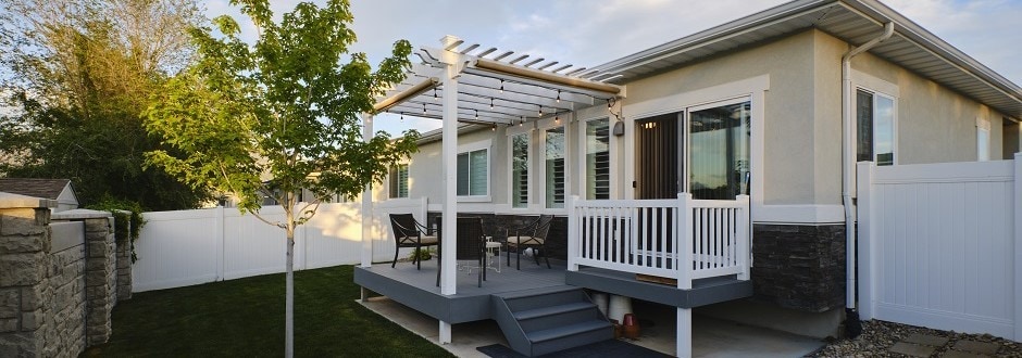 A modern house refinanced with a new mortgage to replace the old one at a lower interest rate.